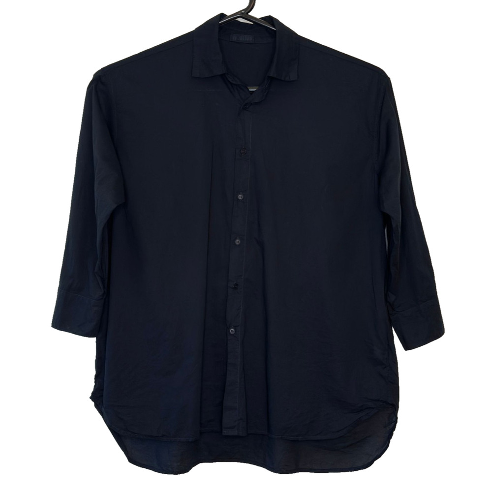 CP Shades Shirt Womens XS Oversized Black Tunic Cotton Button Up Casual Classic